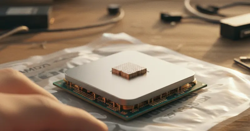 AMD के नए Ryzen 9950X3D प्रोसेसर का लीक रेंडर।