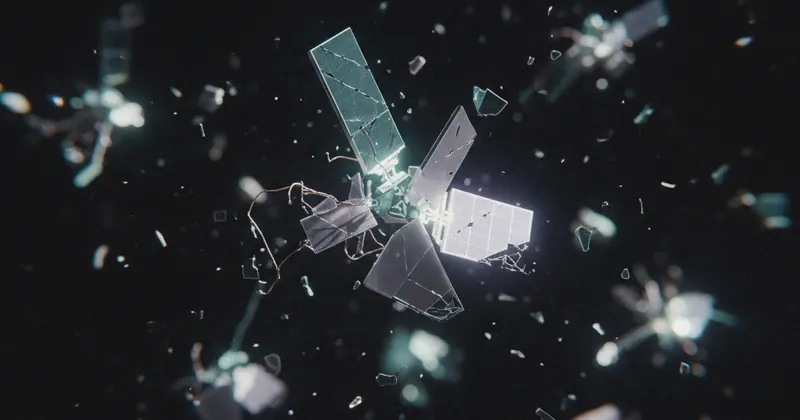 अंतरिक्ष में बिखरे स्टारलिंक सैटेलाइट के टुकड़े।