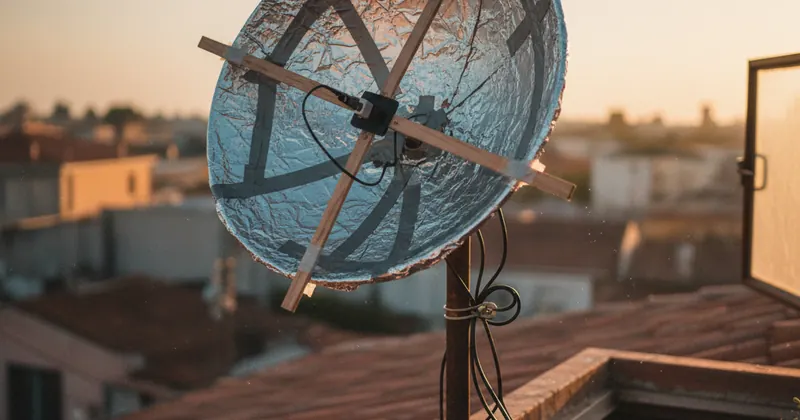 DIY एंटीना सेटअप का एक दृश्य