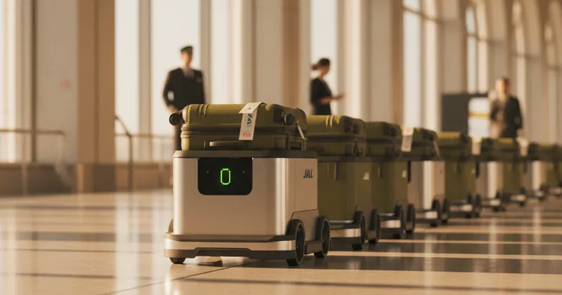 Japan Airlines के एयरपोर्ट पर रोबोट्स का परीक्षण।