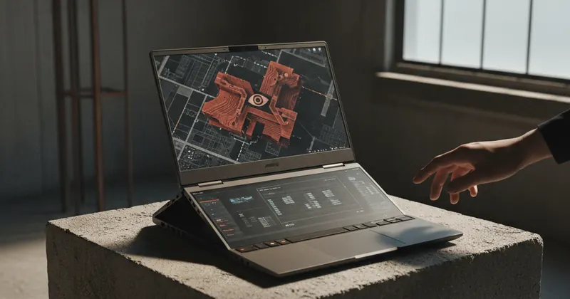 Asus ROG Zephyrus Duo का शानदार ड्यूल-स्क्रीन सेटअप।