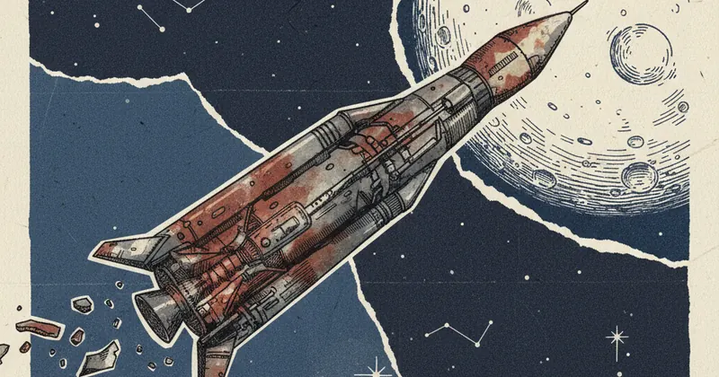 चंद्रमा की ओर बढ़ता Falcon 9 का अवशेष।