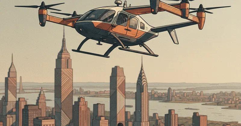 न्यूयॉर्क में उड़ान भरती Joby की एयर टैक्सी।