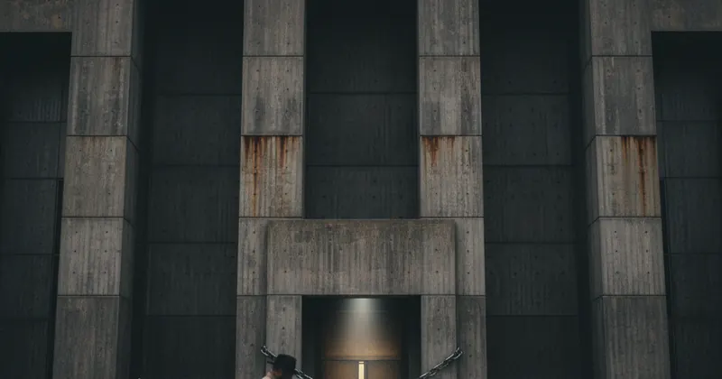 न्याय विभाग की इमारत का एक दृश्य।