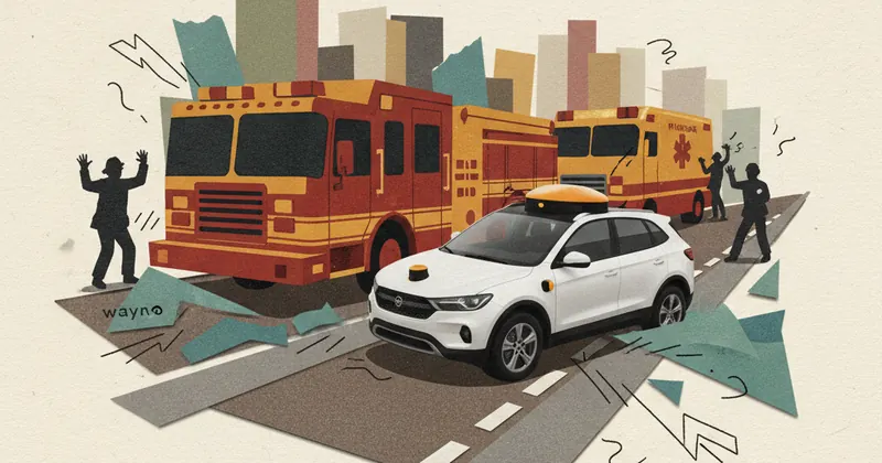 Waymo की कार सड़कों पर रुकते हुए।