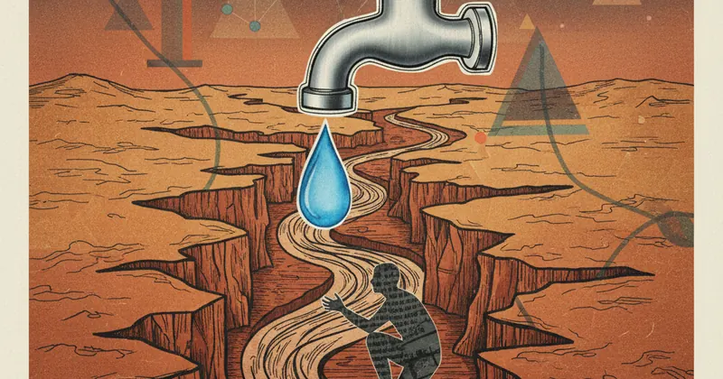सूखती जमीन और जल संकट का दृश्य।