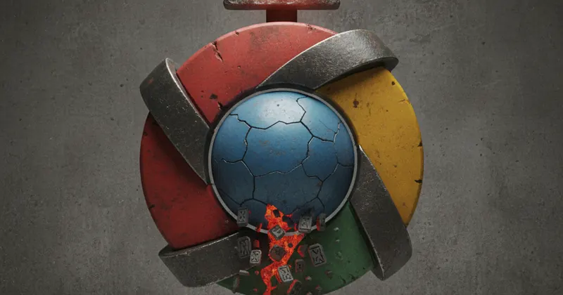 Google Chrome का लोगो और डेटा डाउनलोड चेतावनी।