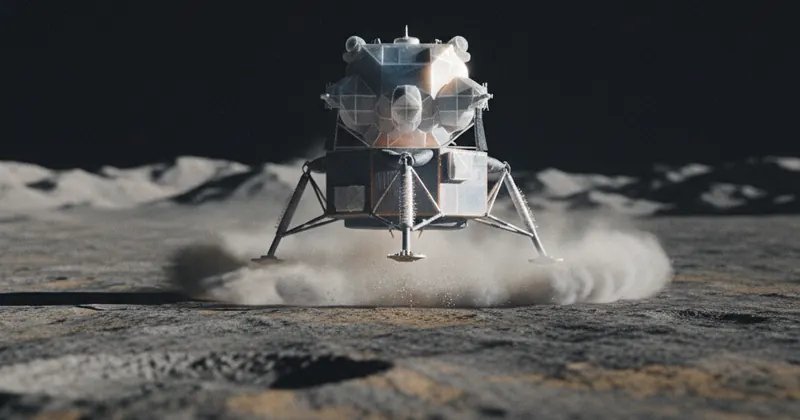 चंद्रमा पर उतरने की तैयारी करता NASA का स्पेसक्राफ्ट।