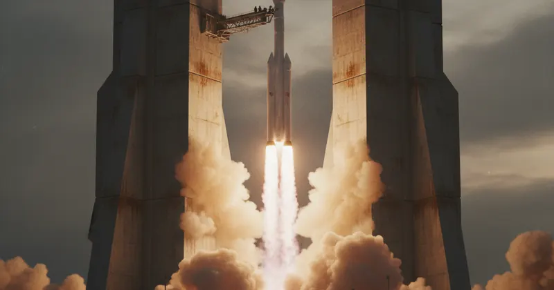 अंतरिक्ष में उड़ान भरता Falcon 9 रॉकेट।