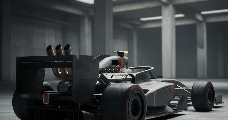 F1 रेसिंग कार का नया इंजन कॉन्सेप्ट।